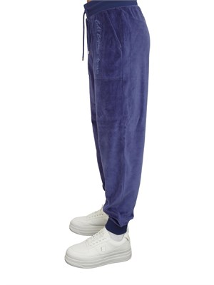 Pantalone jogging EA7 Emporio Armani in ciniglia bluette in DONNA