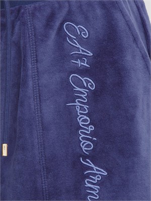 Pantalone jogging EA7 Emporio Armani in ciniglia bluette in DONNA