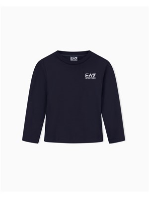 T-shirt Ea7 nero a maniche lunghe Core Identity Boy in puro cotone organico ASV in BAMBINO