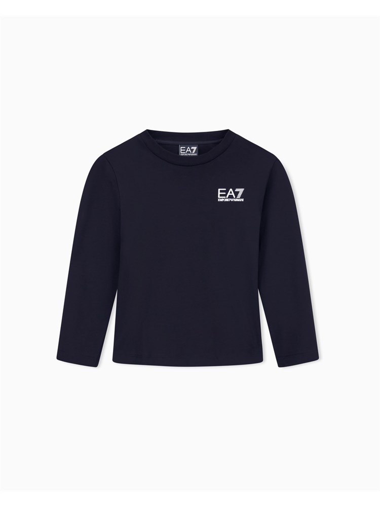 T-shirt Ea7 nero a maniche lunghe Core Identity Boy in puro cotone organico ASV