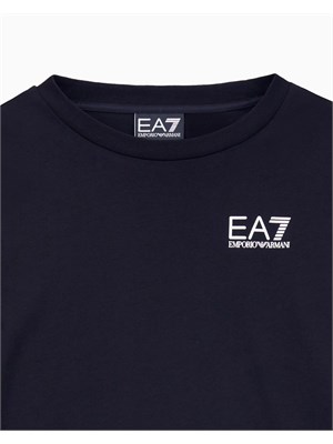 T-shirt Ea7 nero a maniche lunghe Core Identity Boy in puro cotone organico ASV in BAMBINO