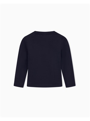 T-shirt Ea7 nero a maniche lunghe Core Identity Boy in puro cotone organico ASV in BAMBINO