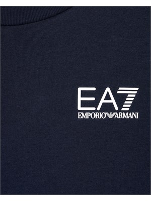 T-shirt Ea7 blu a maniche lunghe Core Identity Boy in puro cotone organico ASV in BAMBINO