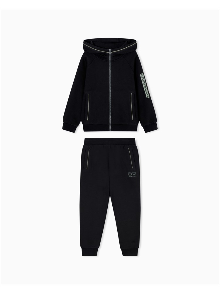 Tuta Ea7 nero Visibility Boy in misto cotone organico ASV