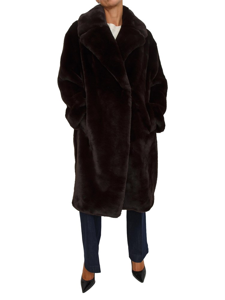 Pelliccia Guess Jeans donna in pelliccia ecologica marrone