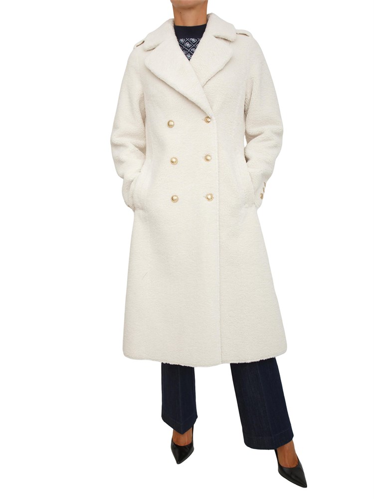 Pelliccia Guess Jeans donna effetto teddy bianco
