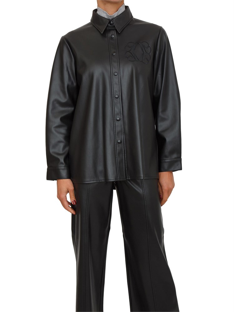 Camicia over in ecopelle nera Nenette