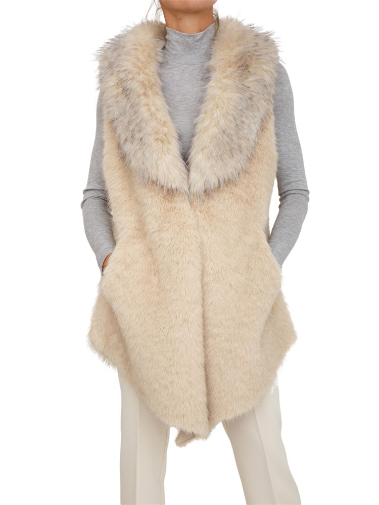 Gilet lungo Nenette in ecovolpe beige