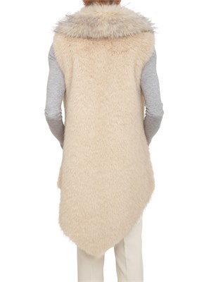 Gilet lungo Nenette in ecovolpe beige in DONNA