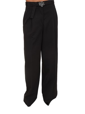 Pantaloni Liu Jo in misto viscosa neri con cintura gioiello in DONNA