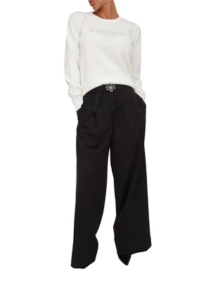 Pantaloni Liu Jo in misto viscosa neri con cintura gioiello in DONNA