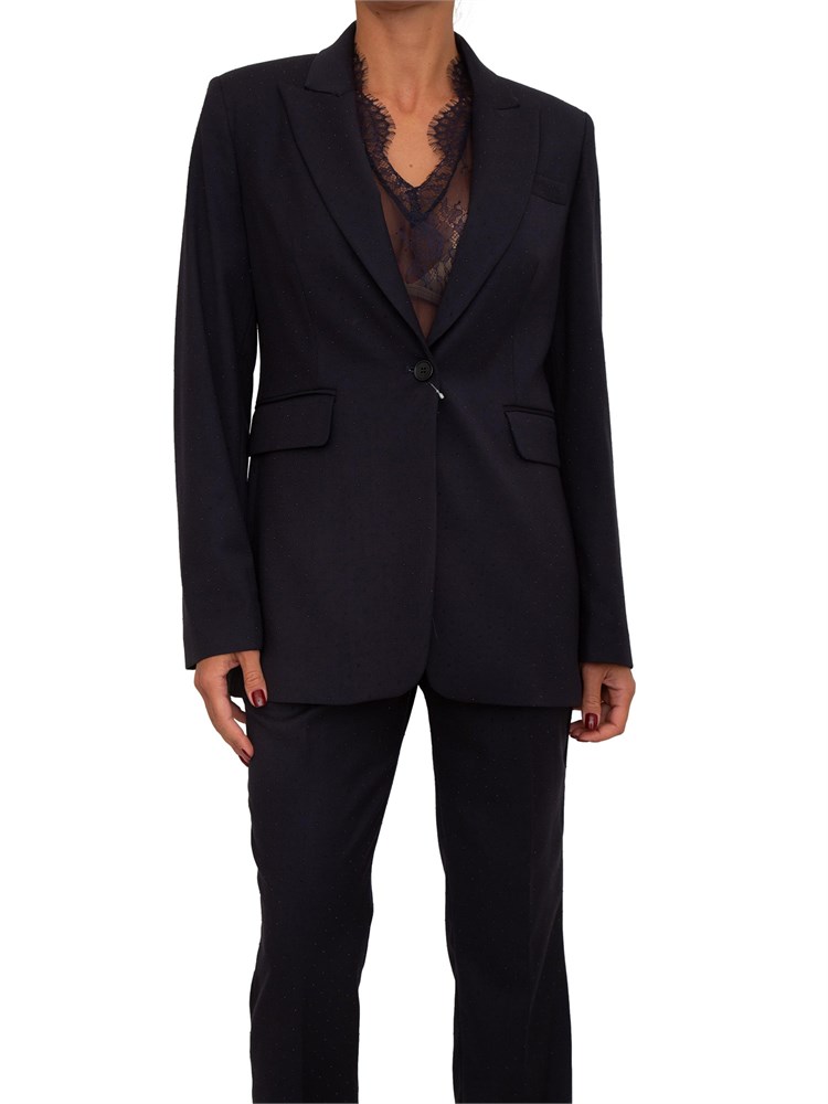 Giacca monopetto Liu Jo in misto viscosa blu con strass all over