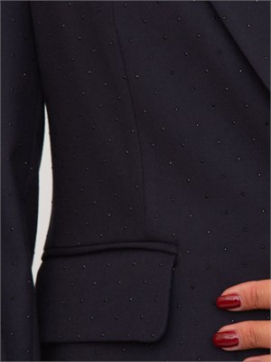 Giacca monopetto Liu Jo in misto viscosa blu con strass all over in DONNA