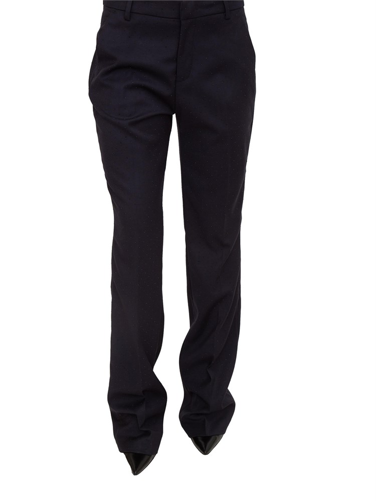 Pantaloni Liu Jo donna in misto viscosa blu con strass all over