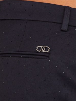 Pantaloni Liu Jo donna in misto viscosa blu con strass all over in DONNA