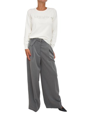 Pantaloni Liu Jo in misto viscosa grigi con cintura gioiello in DONNA