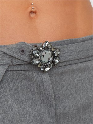 Pantaloni Liu Jo in misto viscosa grigi con cintura gioiello in DONNA