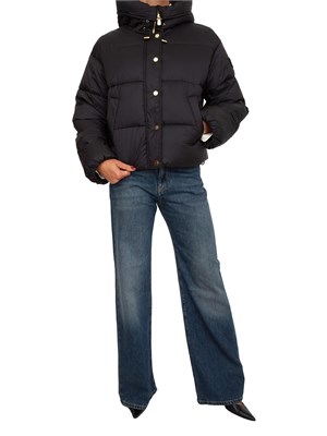 Piumino Pinko in tela tecnica semilucida nera con cappuccio in DONNA