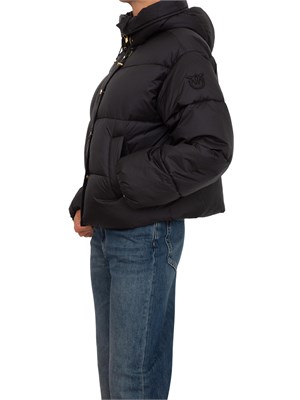 Piumino Pinko in tela tecnica semilucida nera con cappuccio in DONNA