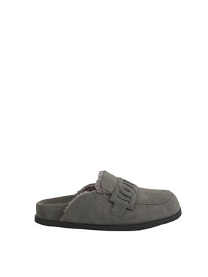 Scarpe mules a ciabatta Twinset effetto camoscio grigio in DONNA