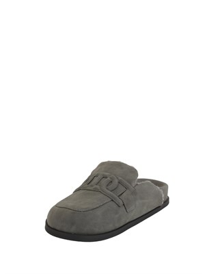 Scarpe mules a ciabatta Twinset effetto camoscio grigio in DONNA