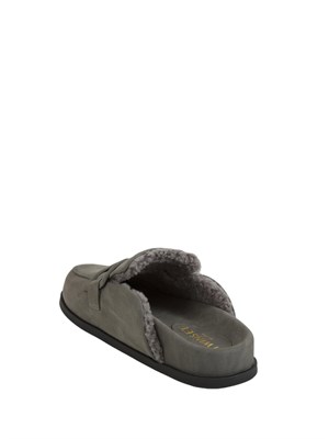Scarpe mules a ciabatta Twinset effetto camoscio grigio in DONNA