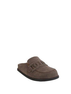 Scarpe mules a ciabatta Twinset effetto camoscio marrone in DONNA