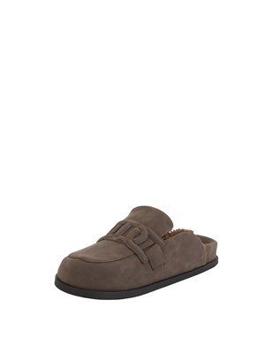 Scarpe mules a ciabatta Twinset effetto camoscio marrone in DONNA