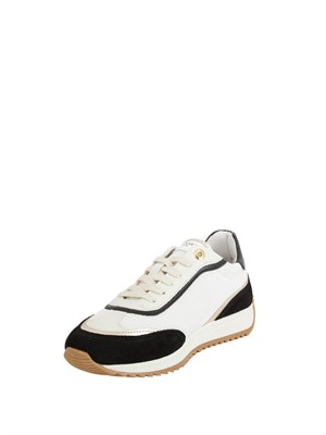 Sneaker Twinset in pelle bianca con inserti neri in DONNA