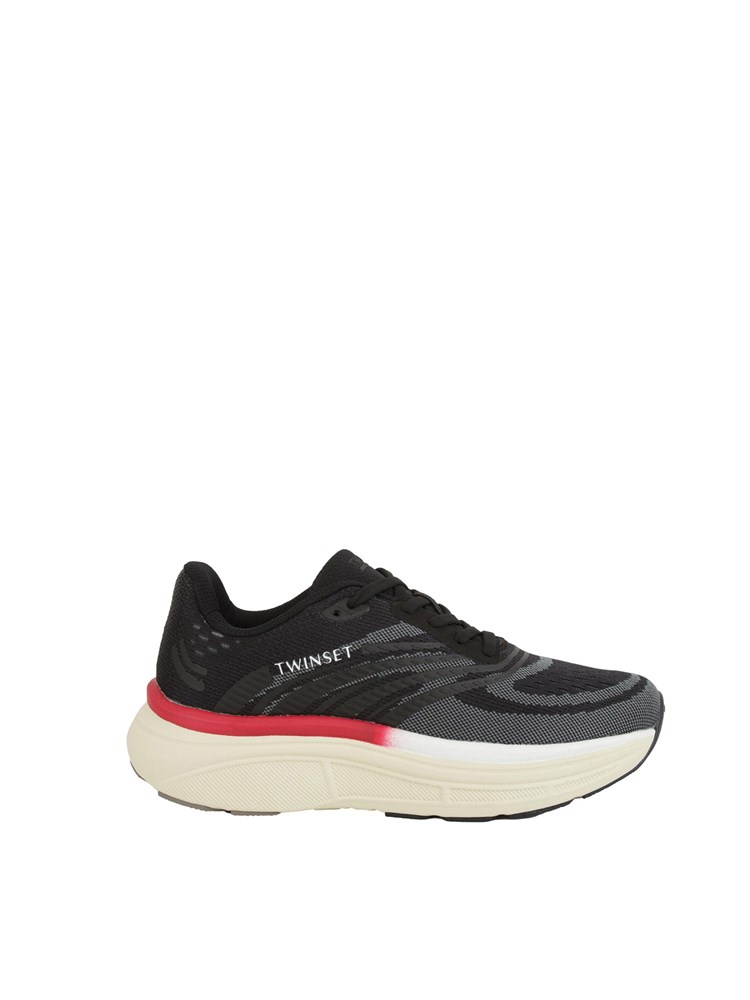 Sneakers Twinset in tessuto e suede nero