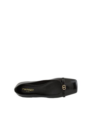 Ballerine Twinset in vernice nera con logo in DONNA