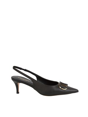 DÉcolletÉ sling back Twinset in pelle nera con logo in DONNA