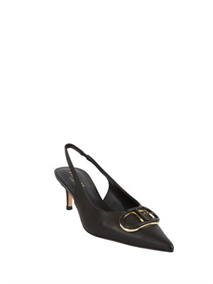 DÉcolletÉ sling back Twinset in pelle nera con logo in DONNA