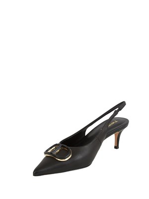 DÉcolletÉ sling back Twinset in pelle nera con logo in DONNA