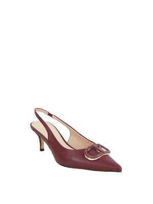 DÉcolletÉ sling back Twinset in pelle bordeaux con logo in DONNA