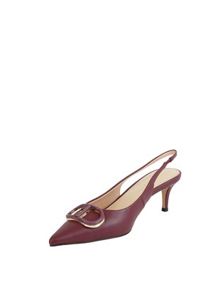 DÉcolletÉ sling back Twinset in pelle bordeaux con logo in DONNA
