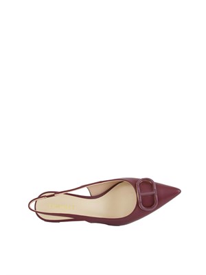DÉcolletÉ sling back Twinset in pelle bordeaux con logo in DONNA