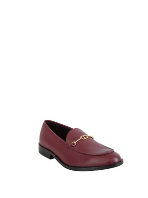 Mocassino Twinset in pelle bordeaux con logo oro in DONNA