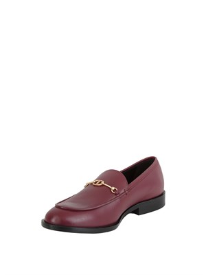 Mocassino Twinset in pelle bordeaux con logo oro in DONNA