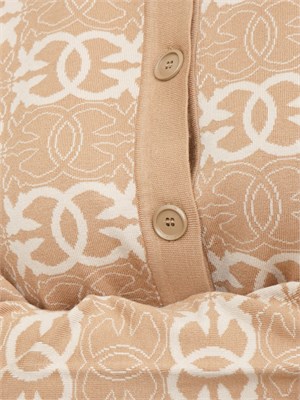 Cardigan Pinko in maglia cammello logo all over jacquard in DONNA