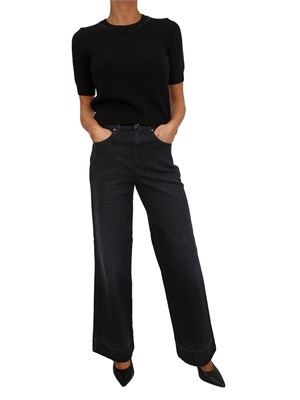 Maglia nera Marbeja Nenette a maniche corte in misto lana e cashmere in DONNA