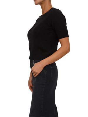 Maglia nera Marbeja Nenette a maniche corte in misto lana e cashmere in DONNA