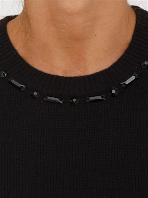 Maglia nera Marbeja Nenette a maniche corte in misto lana e cashmere in DONNA