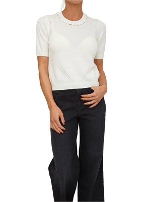 Maglia avorio Marbeja Nenette a maniche corte in misto lana e cashmere in DONNA