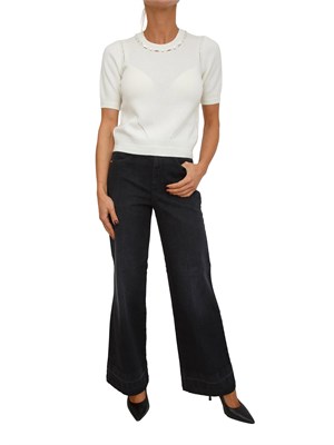 Maglia avorio Marbeja Nenette a maniche corte in misto lana e cashmere in DONNA