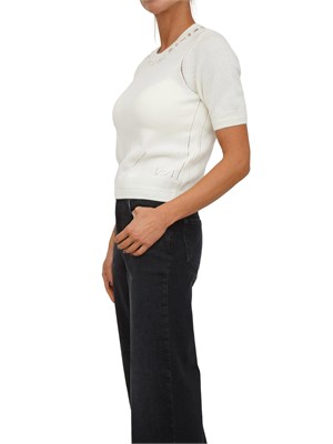 Maglia avorio Marbeja Nenette a maniche corte in misto lana e cashmere in DONNA