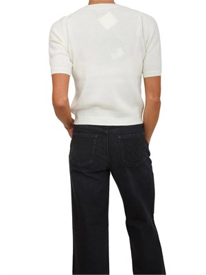Maglia avorio Marbeja Nenette a maniche corte in misto lana e cashmere in DONNA