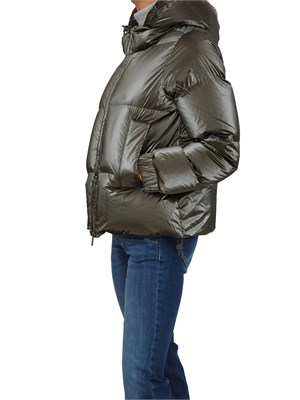 Piumino corto Lethille K-Way in tessuto luminoso verde in DONNA