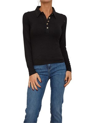 Polo Liu Jo donna in jersey di viscosa stretch nera in DONNA