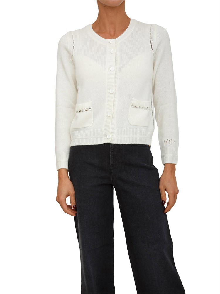 Cardigan avorio donna Ciao Nenette in misto cashmere e lana